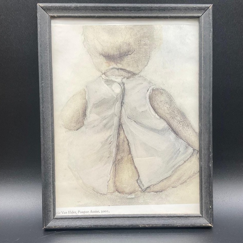 Marie Van Elder "Poupée Assise" 2001 Framed Doll‎ Print in Black Wood Frame
